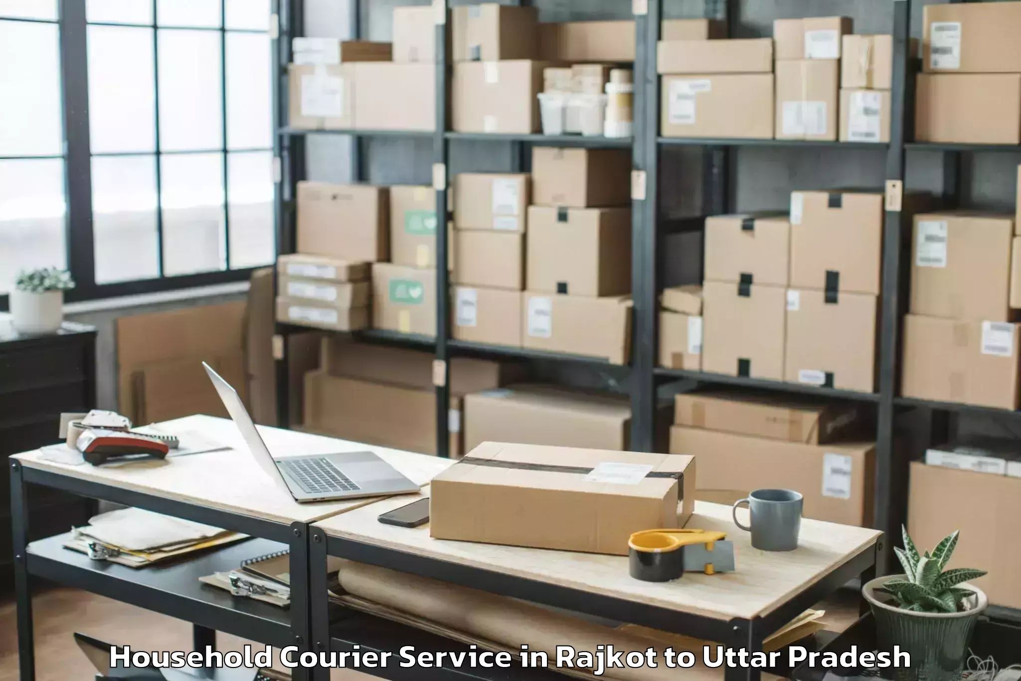 Top Rajkot to Khudaganj Household Courier Available